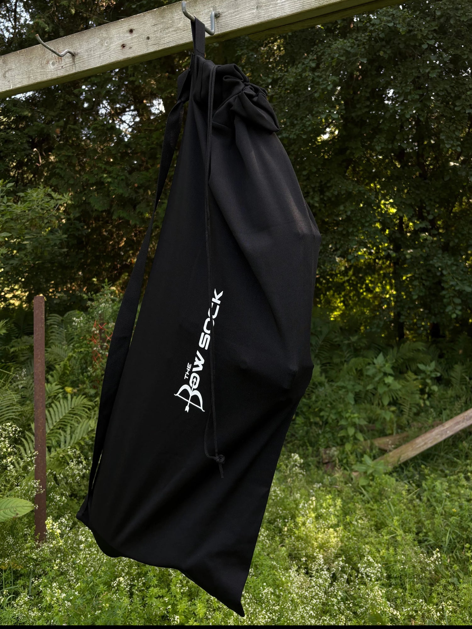 Bow Sock hanging from hook at 3D archery course